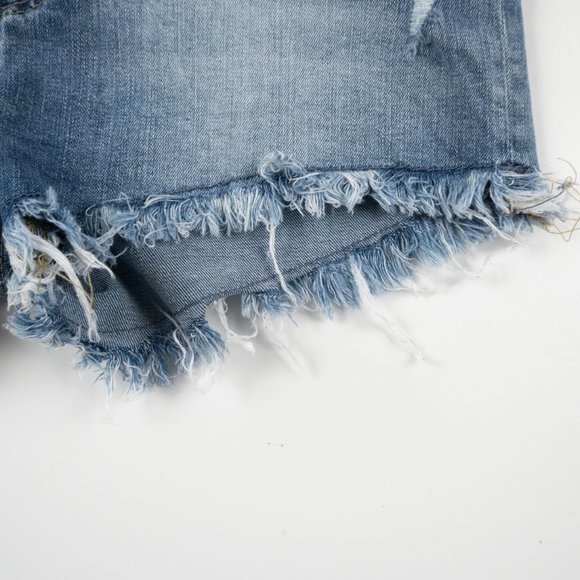 H&M high rise denim cutoff jean shorts size 6 - Picture 5 of 7
